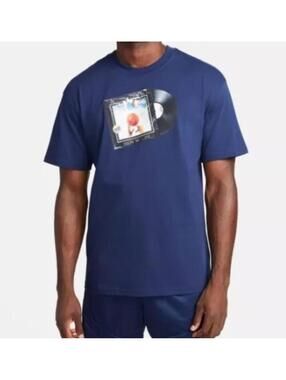 $45 Nike Max90 Basketball T Shirt Vinyl Soul Graphic FQ4914Blue Mens XL